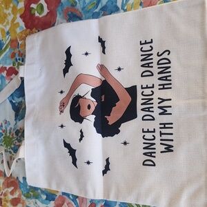 Stylish White Tote Bag with Dance Design